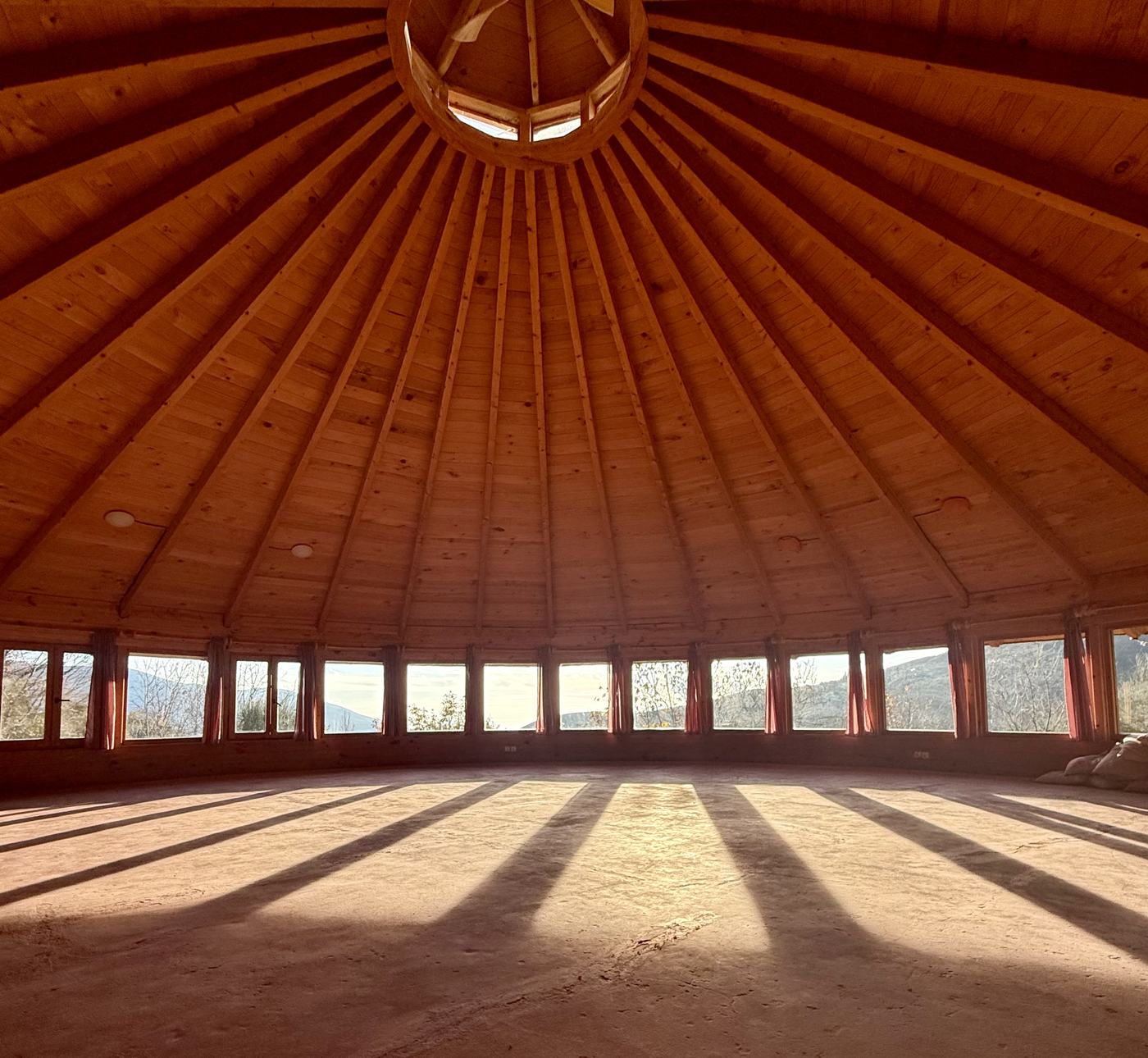 Under the wooden dome