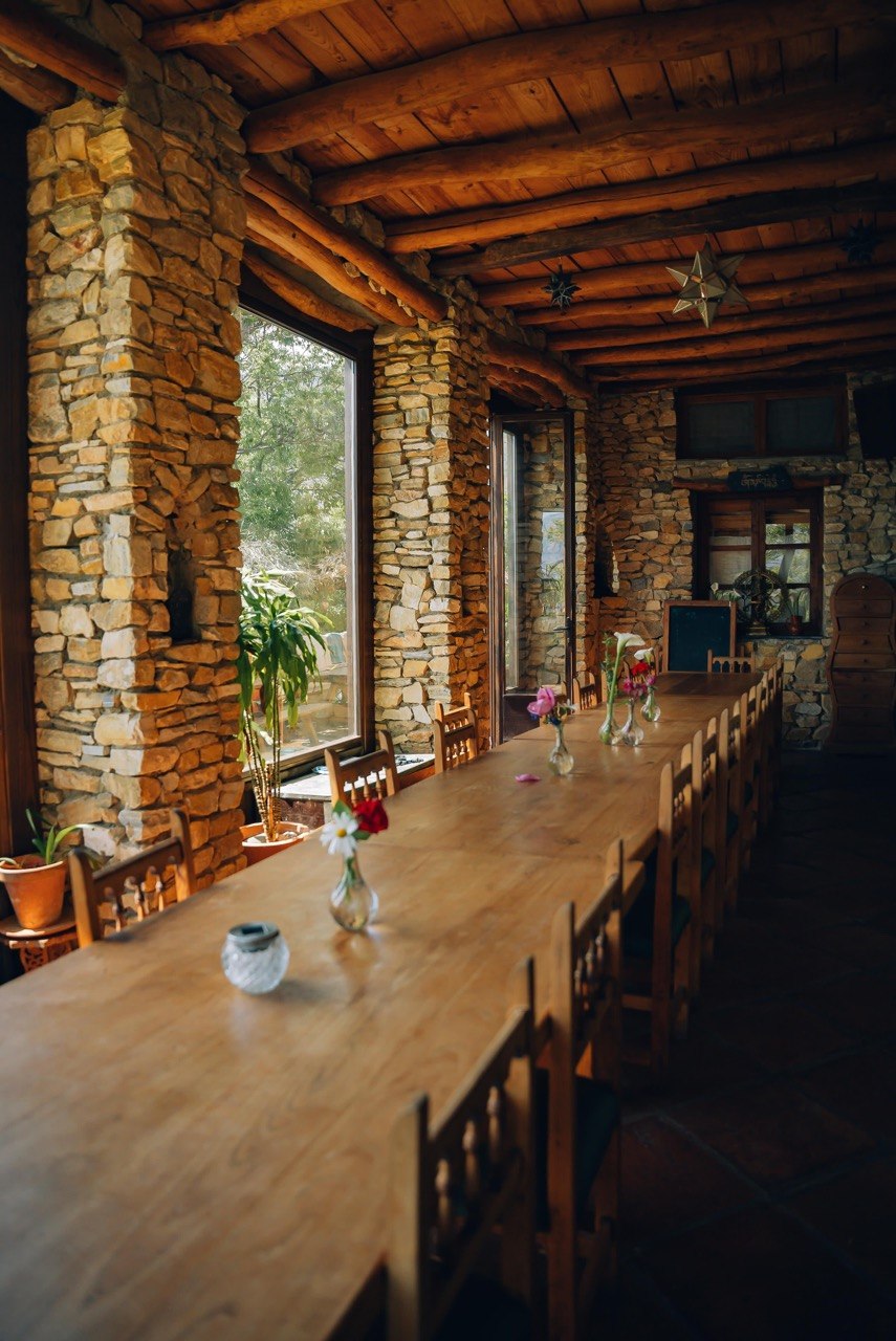 The long table, stone and timber