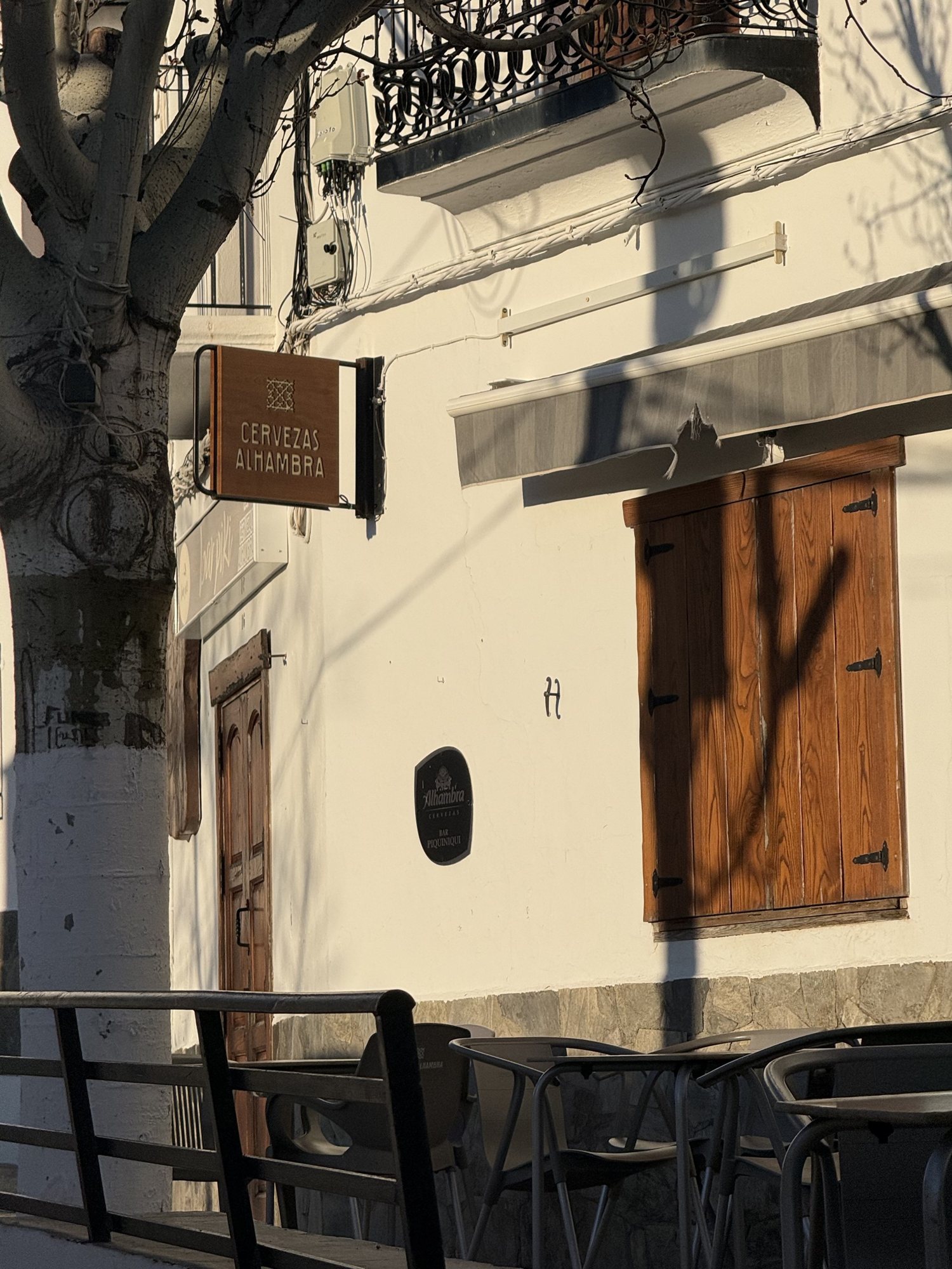 A village street in the afternoon sun